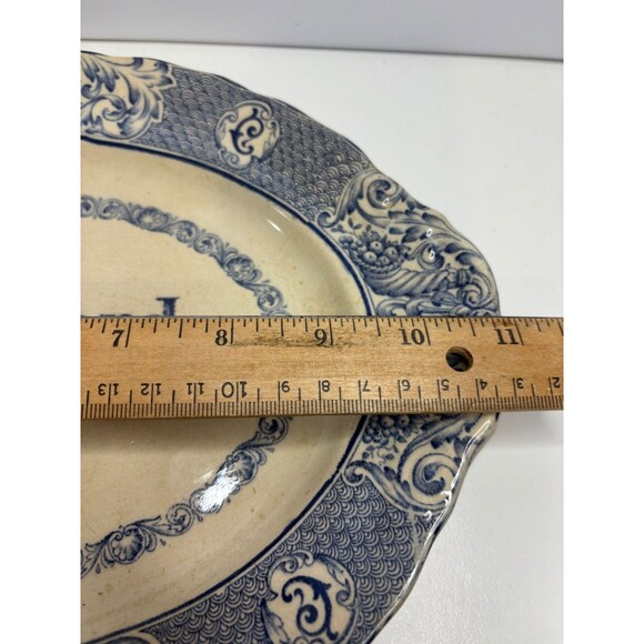 Antique Blue Transferware Crawford Cooking Ranges Advertising Platter. (AS IS) - Picture 9 of 10